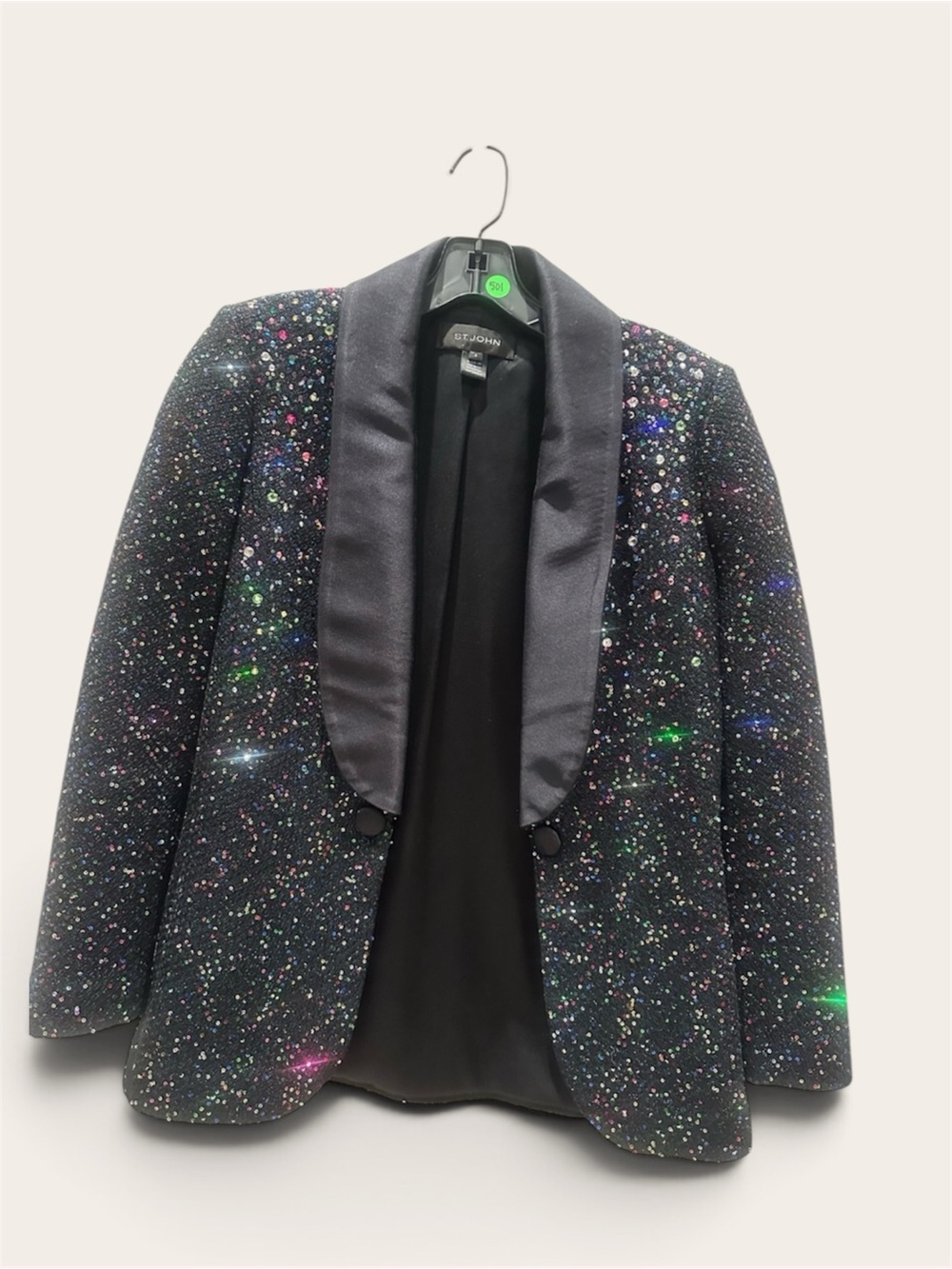 St. John Black Sparkle Sequin Blazer
